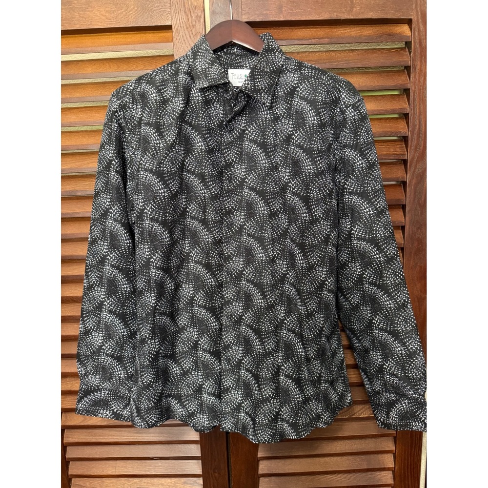 T-Fusion by Montee Holland Mens Black White Abstract Swirl Print Shirt Large